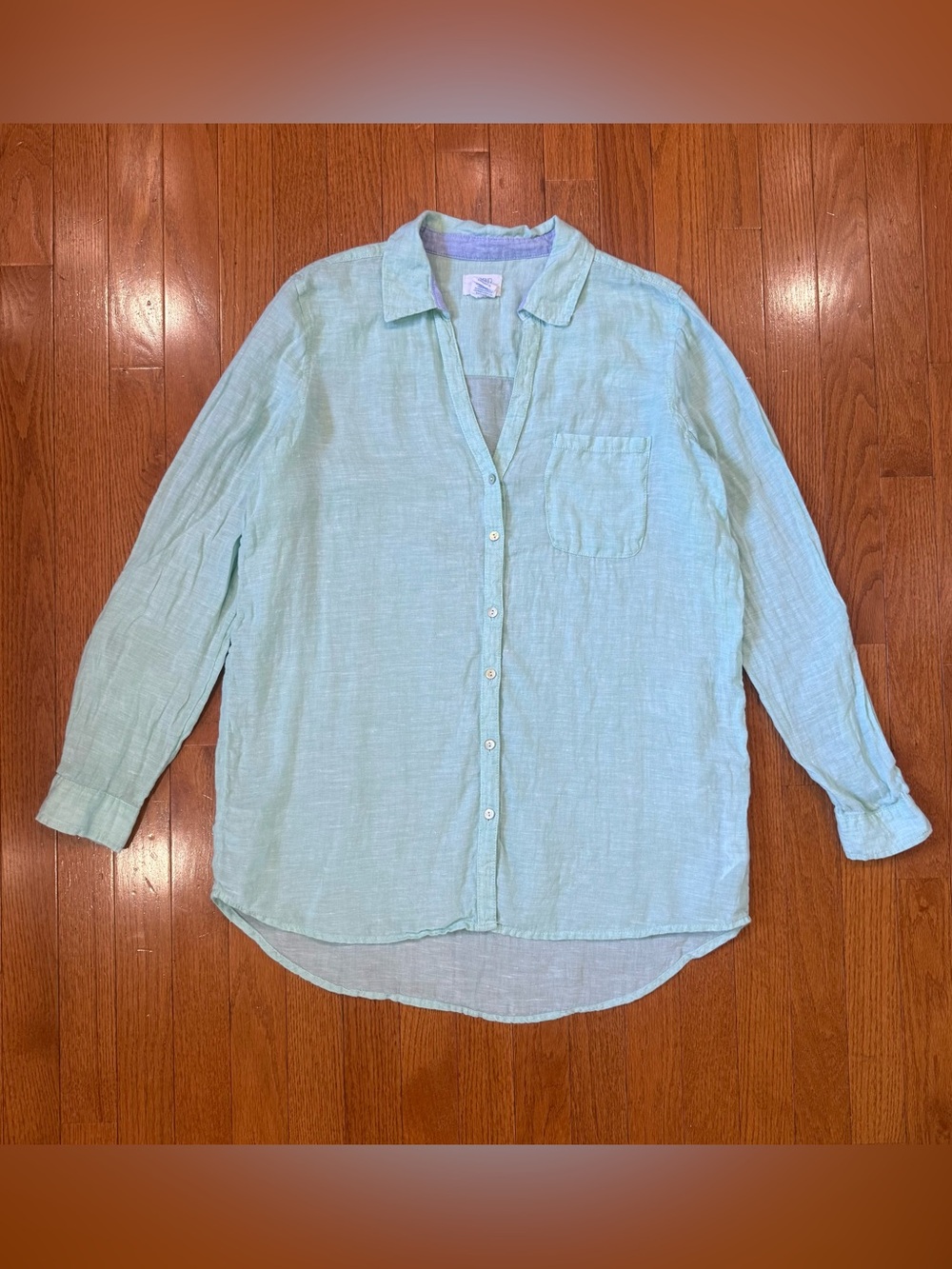 Sigrid Olsen Women’s Medium 100% Linen Shirt Button Up  Long Sleeve Top Collared
